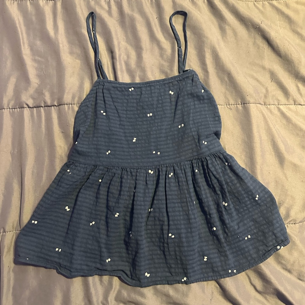 a.n.a. Navy Blue Tank Top with White Dots